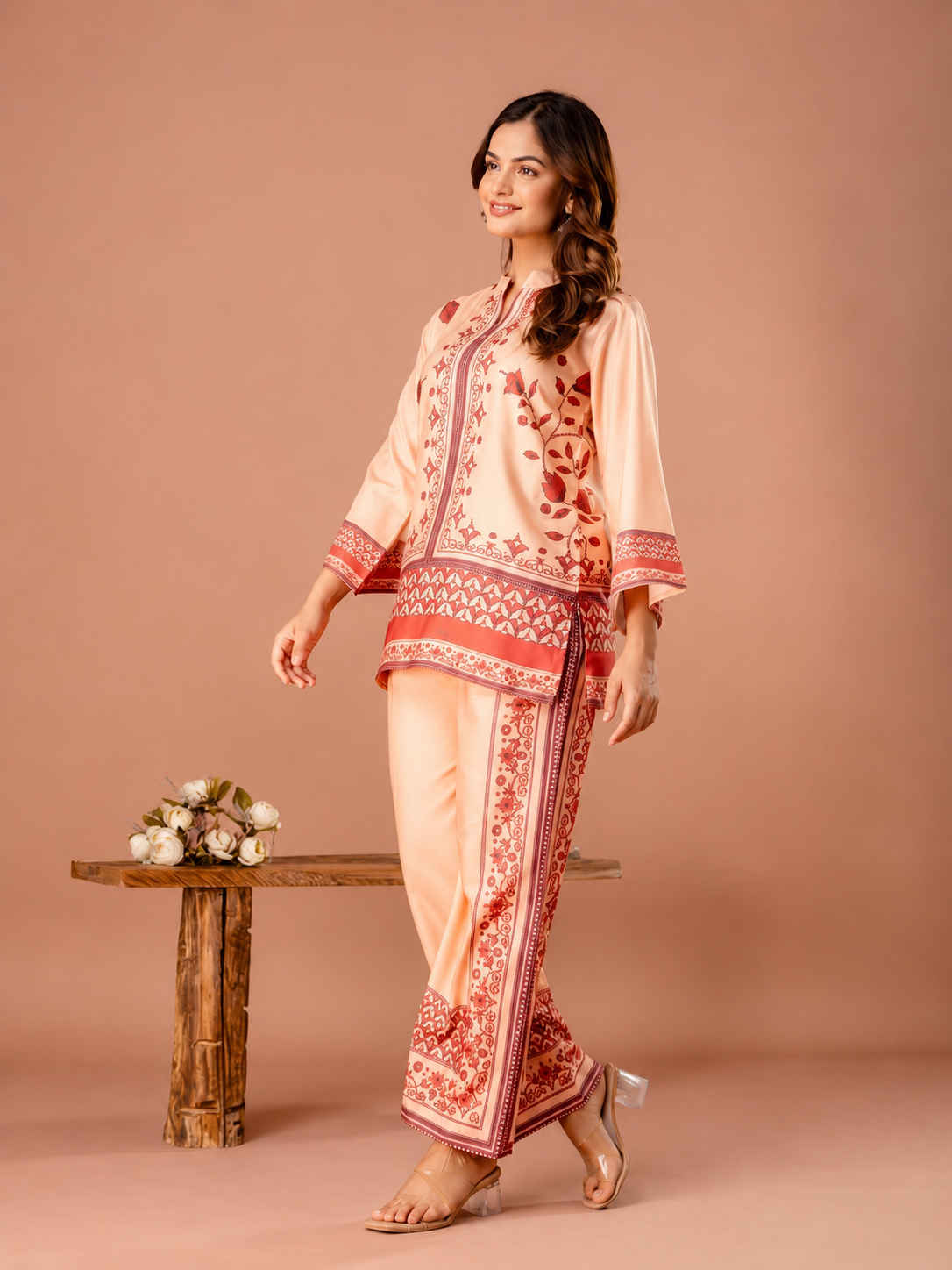 Short Peach Color Kurti For Women