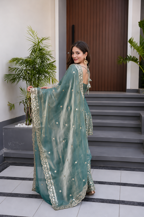 Fancy Designer Fandy Silk Kurti ,Bottom & Dupatta Set